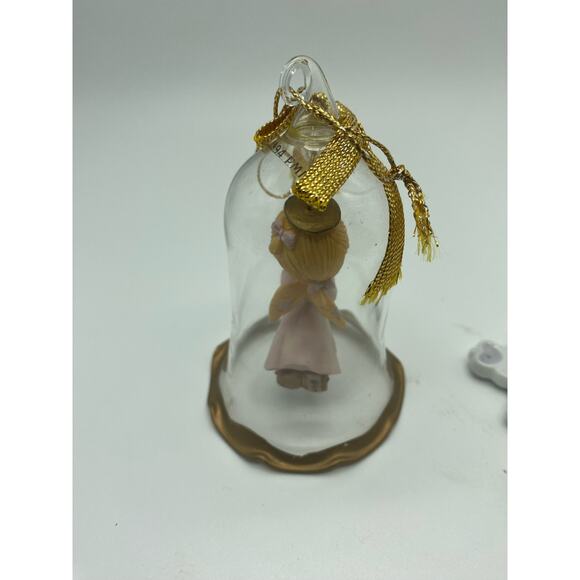 Two Precious moments Christmas Ornaments Glass bell, ceramic snowflake. - Picture 4 of 5